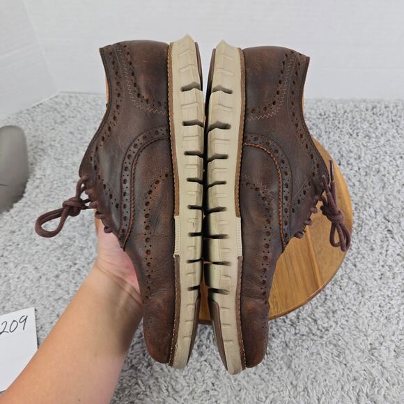 Cole Haan ZeroGrand Brown Leather Rustic Medallion Wingtip Oxford Mens 9.5 M - Picture 8 of 14